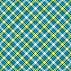 Tartan, Green And Blue Plaid, Decorative Diagonal Pattern by FloraaplusDesign