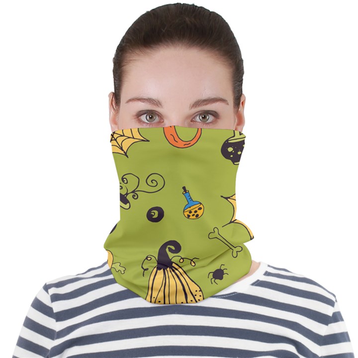 Funny Scary Spooky Halloween Party Design Face Seamless Bandana (Adult)