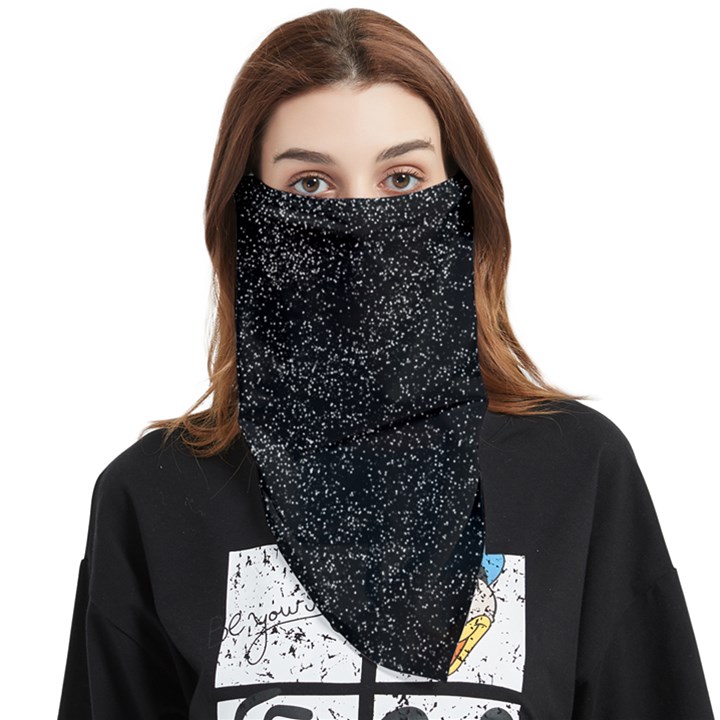 Black And White Snow Confetti Universe Face Covering Bandana (Triangle)