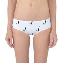 Black And White Cricket Sport Motif Print Pattern Classic Bikini Bottoms by dflcprintsclothing