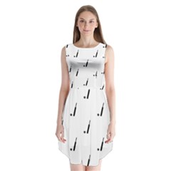 Black And White Cricket Sport Motif Print Pattern Sleeveless Chiffon Dress   by dflcprintsclothing