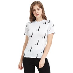 Black And White Cricket Sport Motif Print Pattern Women s Short Sleeve Rash Guard by dflcprintsclothing