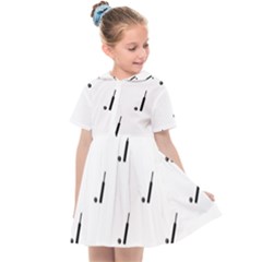 Black And White Cricket Sport Motif Print Pattern Kids  Sailor Dress by dflcprintsclothing