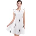 Black And White Cricket Sport Motif Print Pattern Tie Up Tunic Dress View1