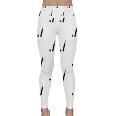 Black And White Cricket Sport Motif Print Pattern Lightweight Velour Classic Yoga Leggings by dflcprintsclothing