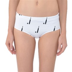 Black And White Cricket Sport Motif Print Pattern Mid-waist Bikini Bottoms by dflcprintsclothing