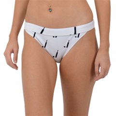 Black And White Cricket Sport Motif Print Pattern Band Bikini Bottom by dflcprintsclothing