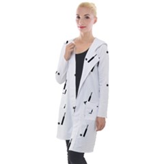 Black And White Cricket Sport Motif Print Pattern Hooded Pocket Cardigan by dflcprintsclothing