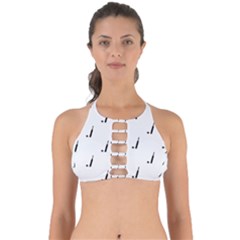 Black And White Cricket Sport Motif Print Pattern Perfectly Cut Out Bikini Top by dflcprintsclothing