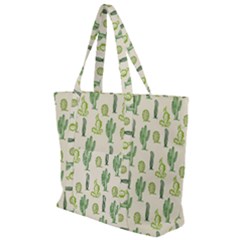 Cactus Pattern Zip Up Canvas Bag