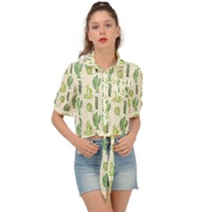 Cactus Pattern Tie Front Shirt  by goljakoff