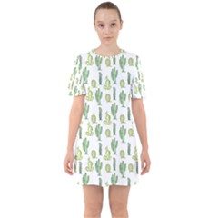 Cactus Pattern Sixties Short Sleeve Mini Dress by goljakoff