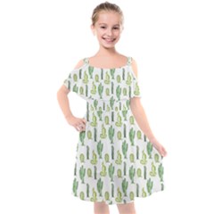 Cactus Pattern Kids  Cut Out Shoulders Chiffon Dress by goljakoff