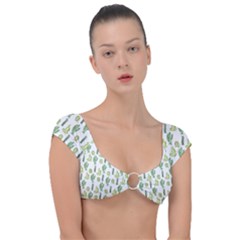 Cactus Pattern Cap Sleeve Ring Bikini Top by goljakoff