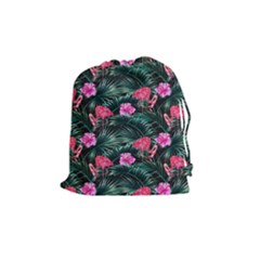 Pink flamingo Drawstring Pouch (Medium)