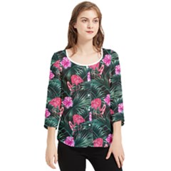 Pink flamingo Chiffon Quarter Sleeve Blouse