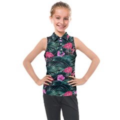 Pink flamingo Kids  Sleeveless Polo Tee