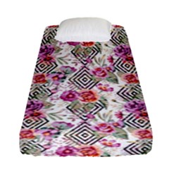 Geometric Flowers Fitted Sheet (single Size) by goljakoff