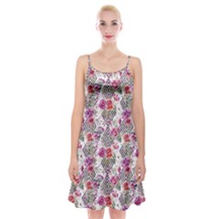 Geometric Flowers Spaghetti Strap Velvet Dress