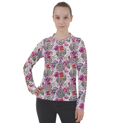 Geometric Flowers Women s Pique Long Sleeve Tee by goljakoff