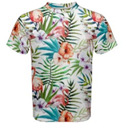 Tropical Flamingos Men s Cotton Tee by goljakoff