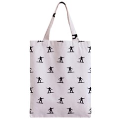 Black And White Surfing Motif Graphic Print Pattern Zipper Classic Tote Bag