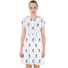 Black And White Surfing Motif Graphic Print Pattern Adorable In Chiffon Dress by dflcprintsclothing