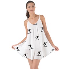 Black And White Surfing Motif Graphic Print Pattern Love The Sun Cover Up by dflcprintsclothing