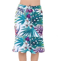 Tropical Flowers Short Mermaid Skirt by goljakoff