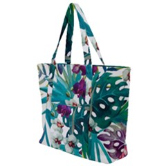 Tropical Flowers Zip Up Canvas Bag by goljakoff