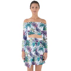 Tropical Flowers Off Shoulder Top With Skirt Set by goljakoff