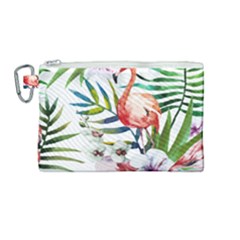 Tropical Flamingo Canvas Cosmetic Bag (medium) by goljakoff