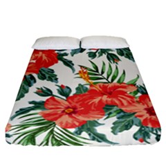 Red Flowers Fitted Sheet (queen Size) by goljakoff