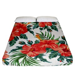 Red Flowers Fitted Sheet (california King Size) by goljakoff