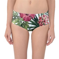 Monstera Flowers Mid-waist Bikini Bottoms by goljakoff