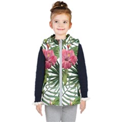 Monstera Flowers Kids  Hooded Puffer Vest by goljakoff