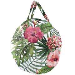 Monstera Flowers Giant Round Zipper Tote by goljakoff