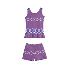 Purple Blue And White Aztec Kids  Boyleg Swimsuit by FloraaplusDesign
