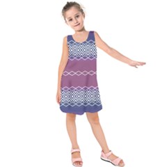 Purple Blue And White Aztec Kids  Sleeveless Dress by FloraaplusDesign