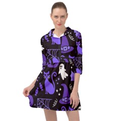 Halloween Party Seamless Repeat Pattern  Mini Skater Shirt Dress by KentuckyClothing