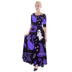 Halloween Party Seamless Repeat Pattern  Half Sleeves Maxi Dress