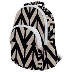 Chevrons Beige/noir Rounded Multi Pocket Backpack by kcreatif