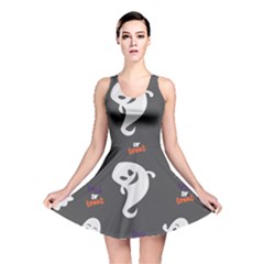 Halloween Ghost Trick Or Treat Seamless Repeat Pattern Reversible Skater Dress by KentuckyClothing