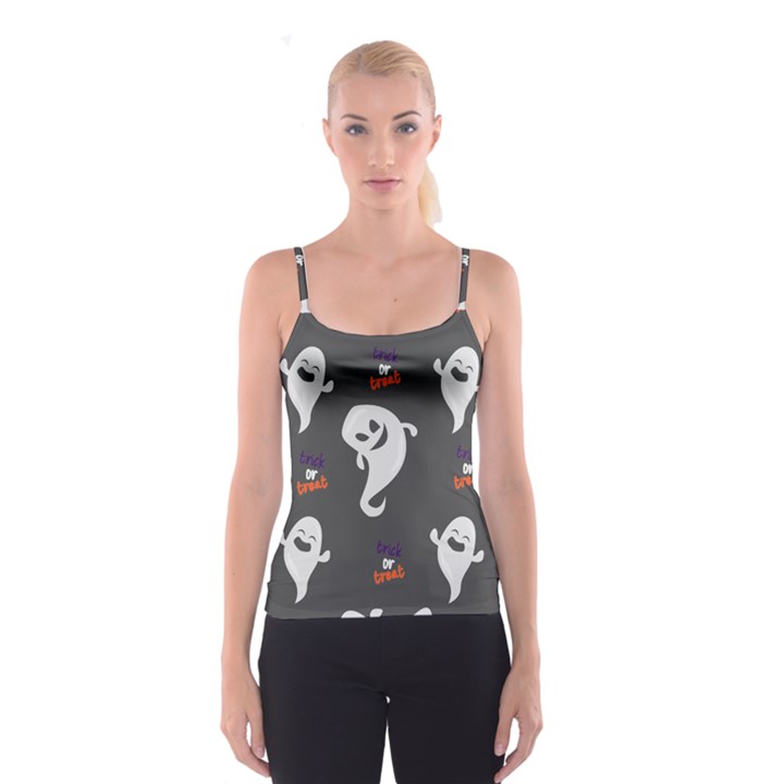 Halloween Ghost Trick or Treat Seamless Repeat Pattern Spaghetti Strap Top