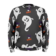 Halloween Ghost Trick Or Treat Seamless Repeat Pattern Men s Sweatshirt by KentuckyClothing