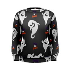 Halloween Ghost Trick Or Treat Seamless Repeat Pattern Women s Sweatshirt by KentuckyClothing
