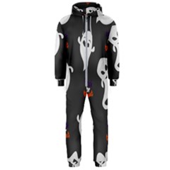 Halloween Ghost Trick Or Treat Seamless Repeat Pattern Hooded Jumpsuit (men)  by KentuckyClothing