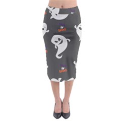 Halloween Ghost Trick Or Treat Seamless Repeat Pattern Midi Pencil Skirt by KentuckyClothing