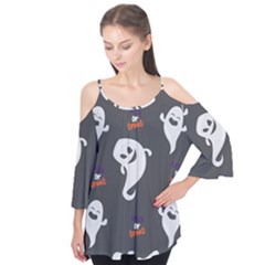 Halloween Ghost Trick Or Treat Seamless Repeat Pattern Flutter Tees