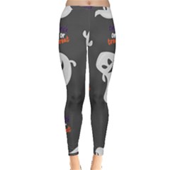 Halloween Ghost Trick Or Treat Seamless Repeat Pattern Inside Out Leggings by KentuckyClothing